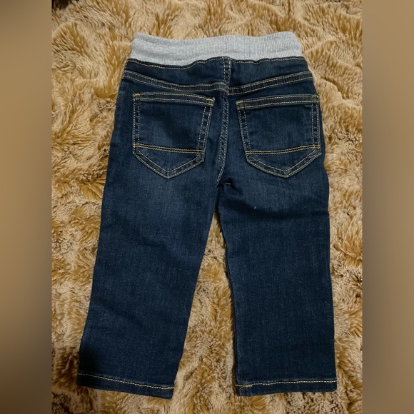 NWT Cat and Jack blue straight leg super stretch jeans with flexible drawstring - Picture 2 of 5